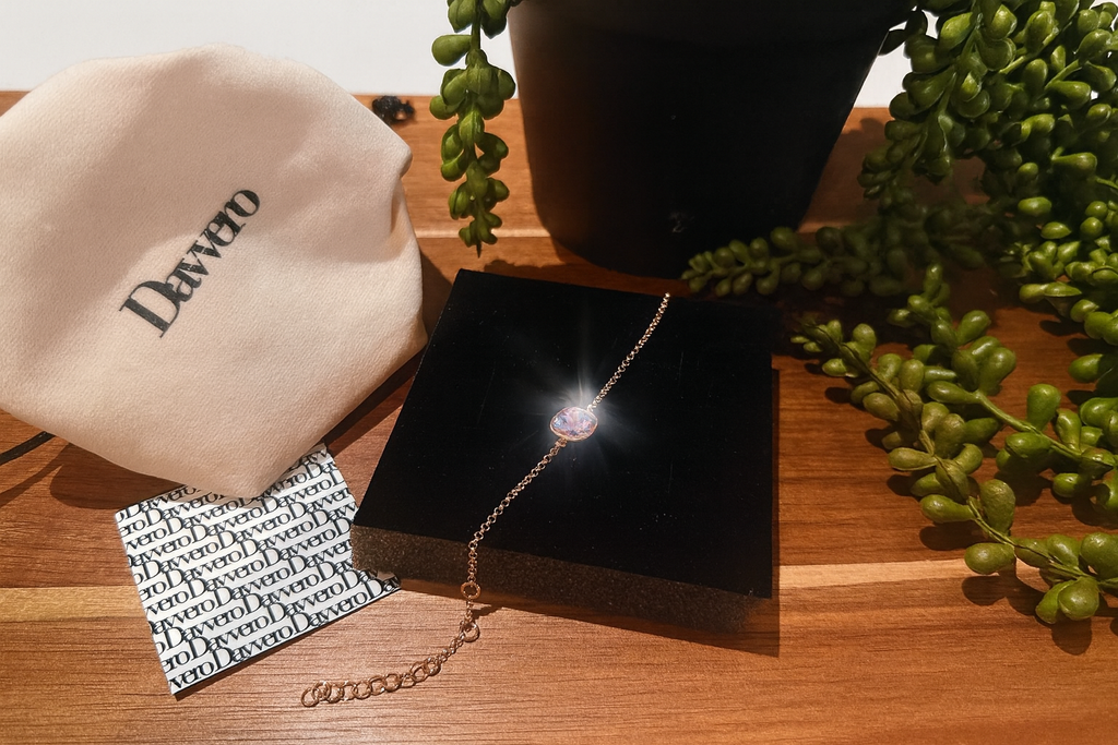 Davvero- Sterling Silver Square Rose Gold Plated Austrian Amethyst Crystal Bracelet