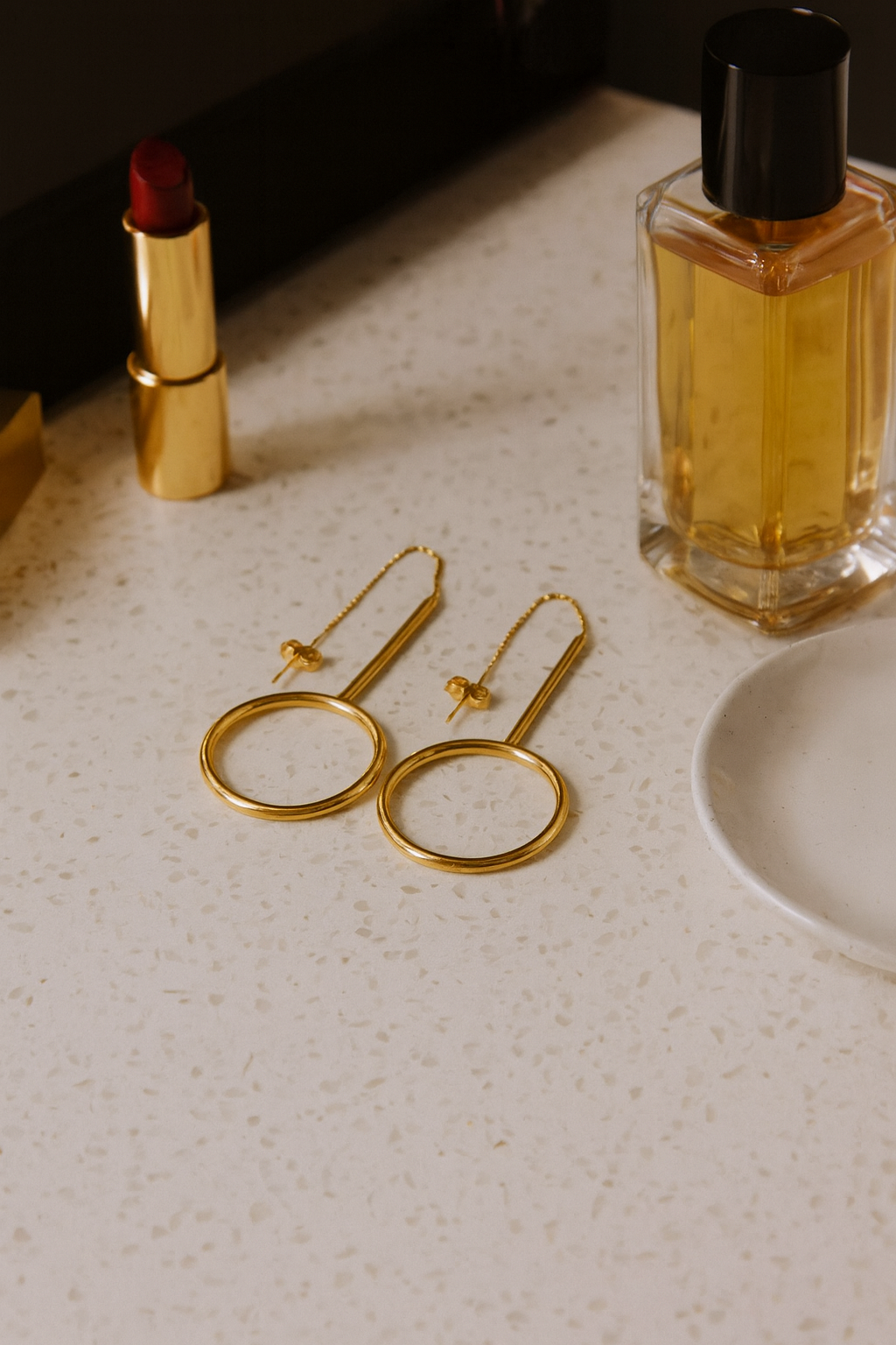 Gold Toned Stainless Steel Thread Earrings