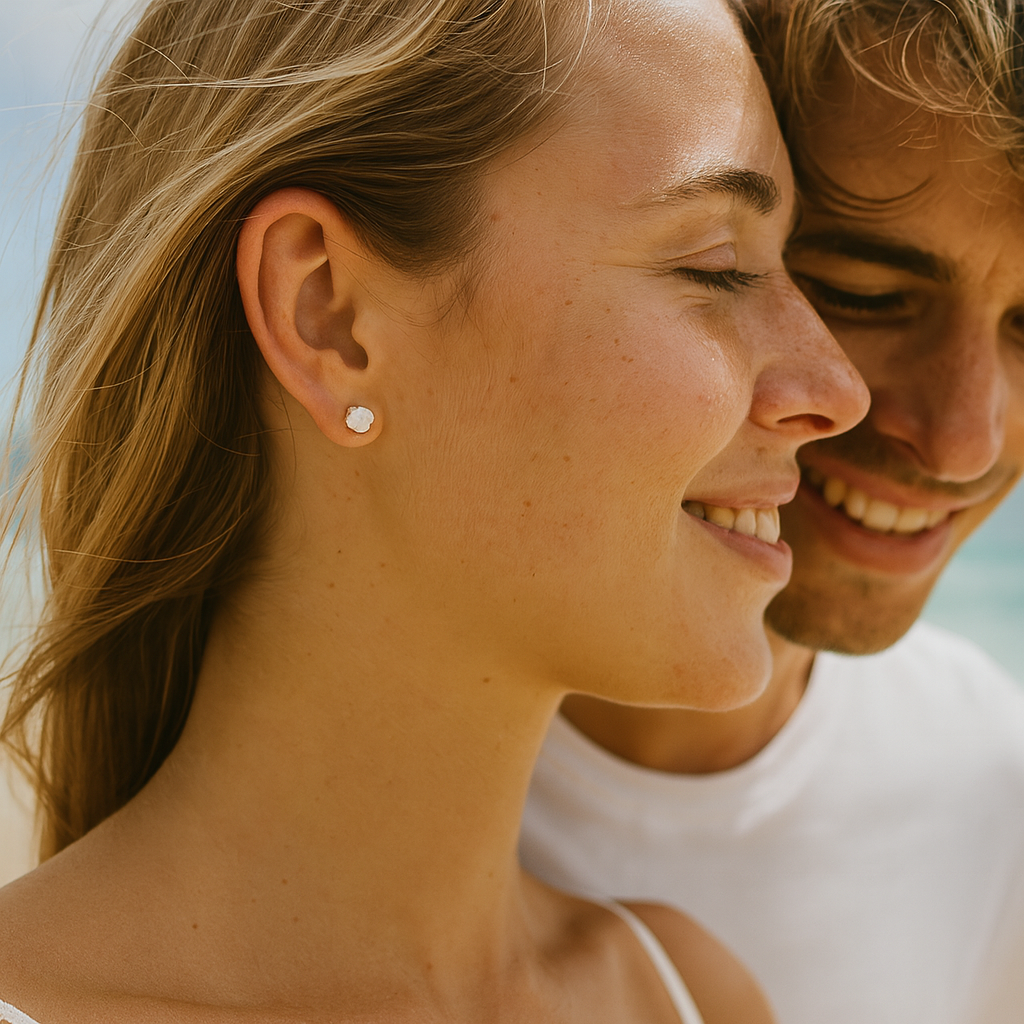 9ct Gold Moonstone Birthstone Stud Earrings - June