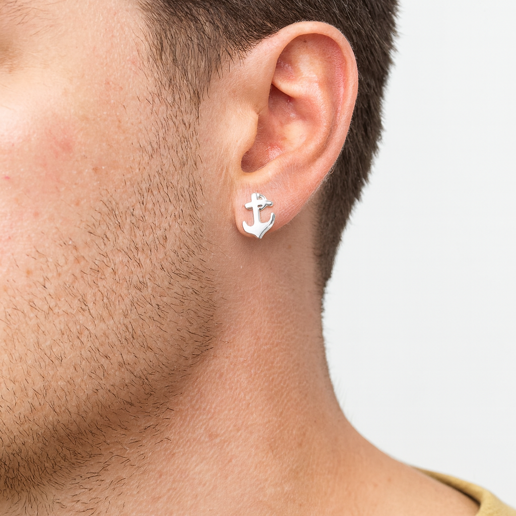 Sterling Silver Anchor Studs