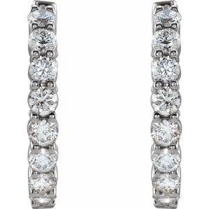 14ct White Gold Lab Grown Diamond Inside Out 20mm Hoop Earrings 2ct TW