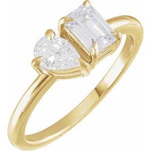14ct Yellow Gold 1ct TW Lab-Grown Diamond Two Stone Ring