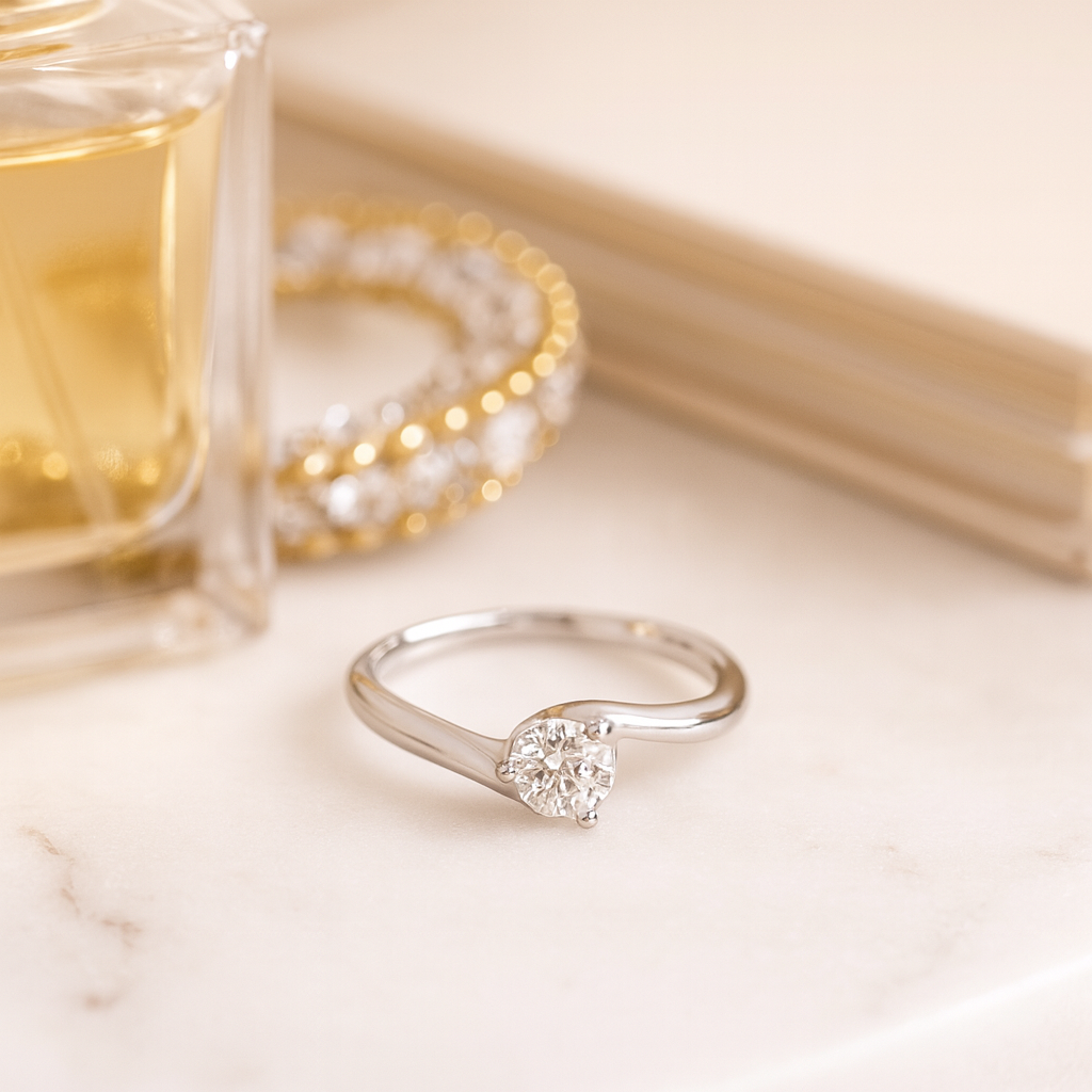 Platinum Solitaire Martini Set Diamond Ring .50ct