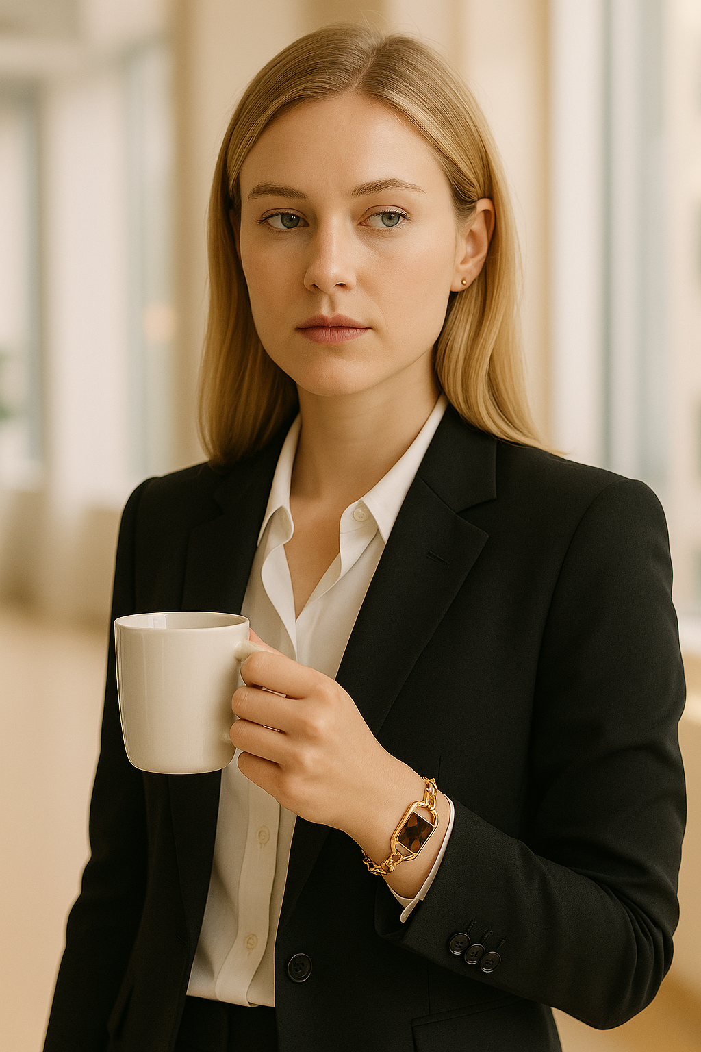 Gold Toned Stainless Steel Tiger Enamel Bracelet