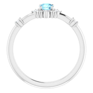 14ct White Gold Aquamarine & Diamond Halo Ring