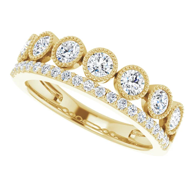 14ct Yellow Gold Gold Lab-Grown Diamond Multi Stone Ring 1ct TW