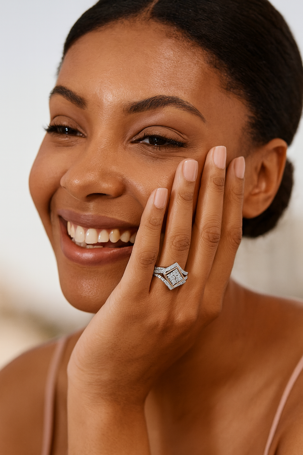 1 Carat Diamond Halo Dress Ring – 9ct White & Rose Gold