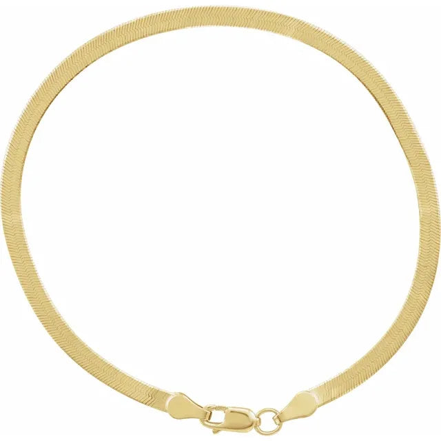 14ct Yellow 2.8 mm Flexible Herringbone Bracelet 18cm