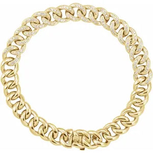 14K Yellow 3/4 CTW Natural Diamond Curb 18cm Bracelet