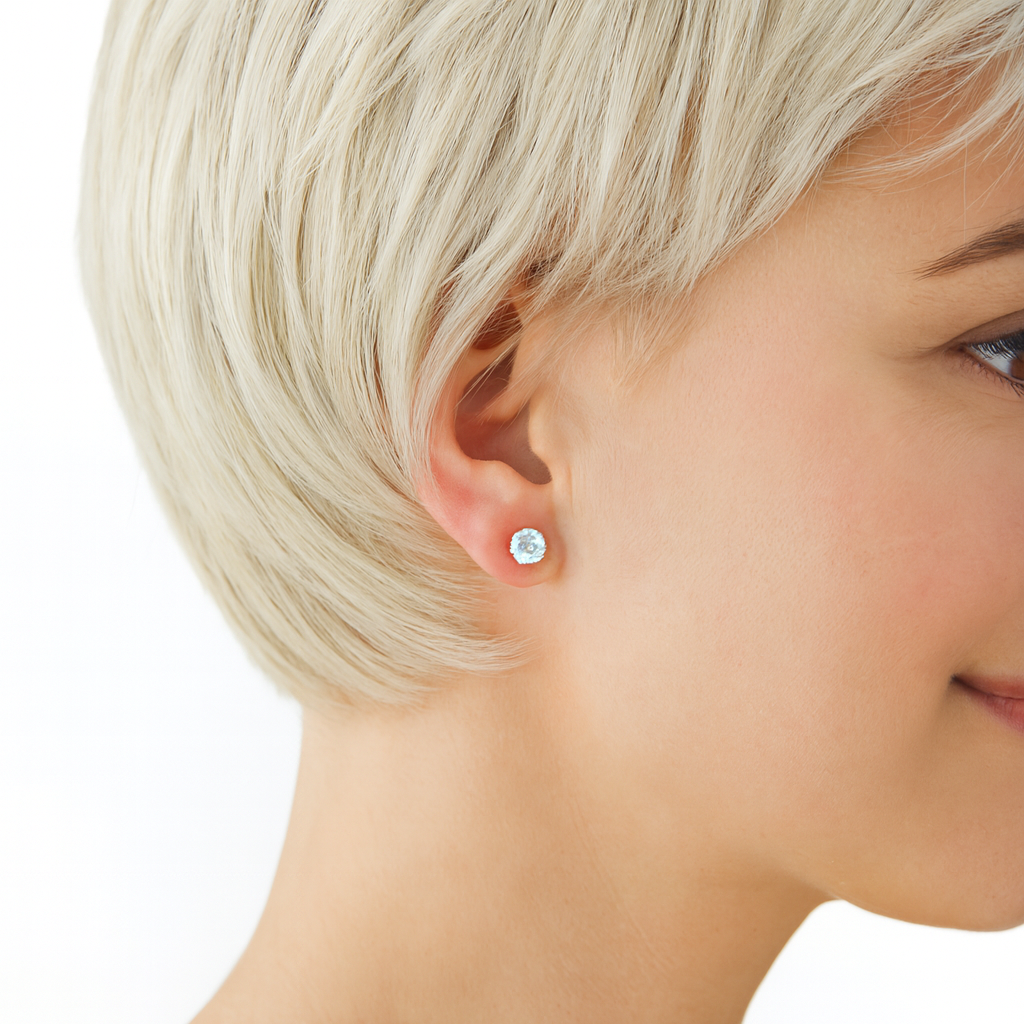 Sterling Silver Cubic Zirconia Studs 5mm