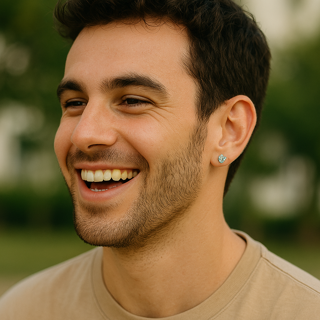 9ct Gold Aquamarine Birthstone Stud Earrings - March