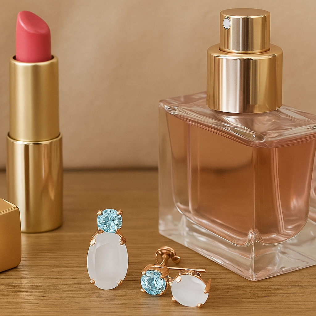 Davvero Aqua & Royal White Austrian Crystal Earrings