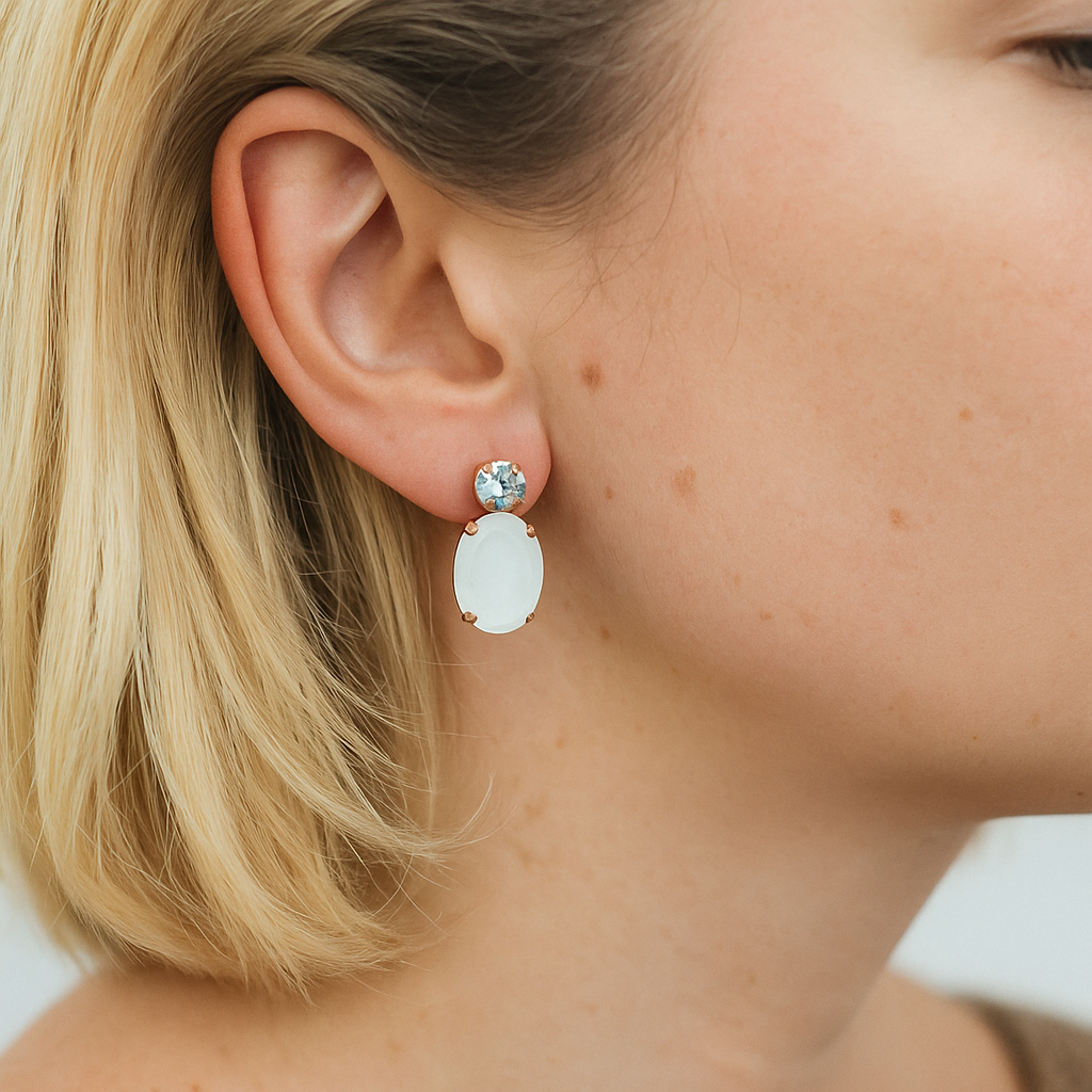 Davvero Aqua & Royal White Austrian Crystal Earrings