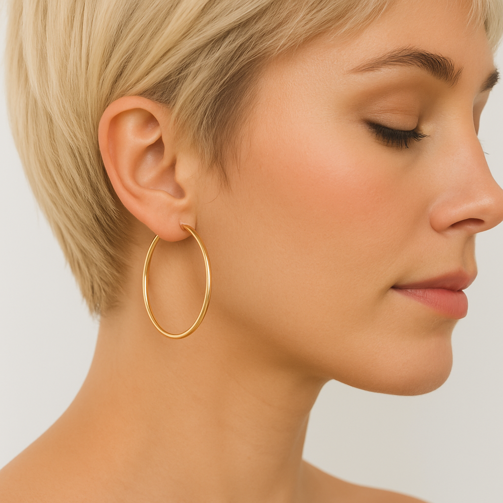 9ct Gold Silver Filled Large Hoop Earring
