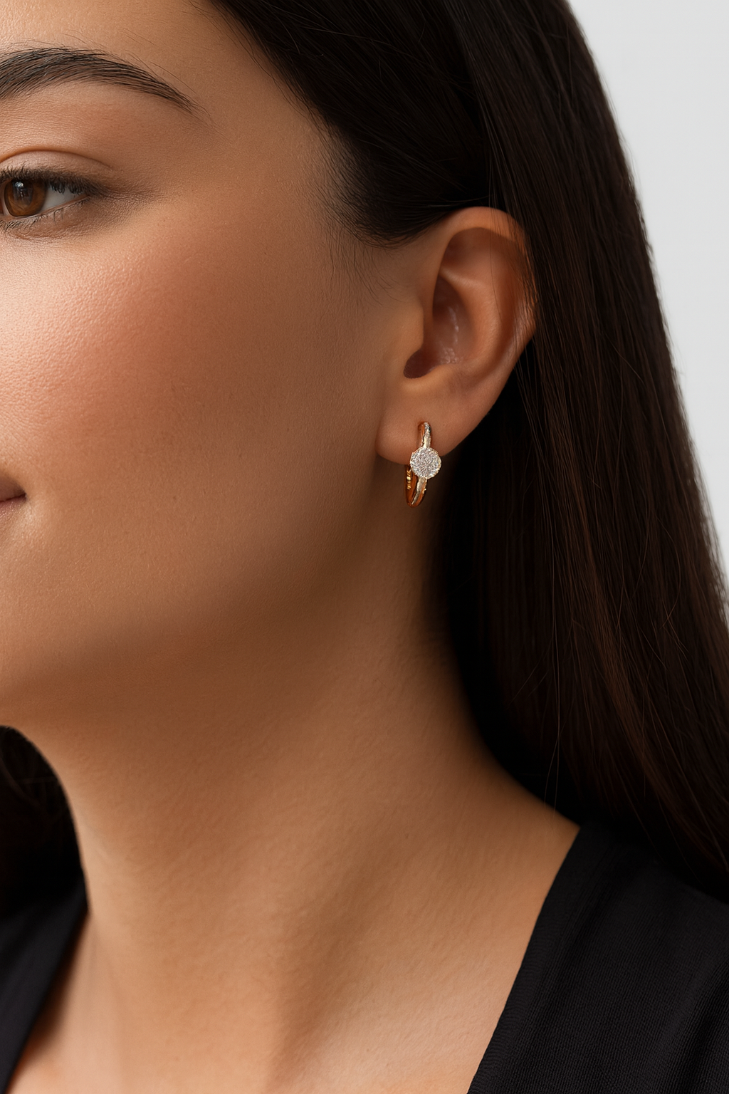 9ct Gold Cluster Diamond Huggie Earrings .12ct TW