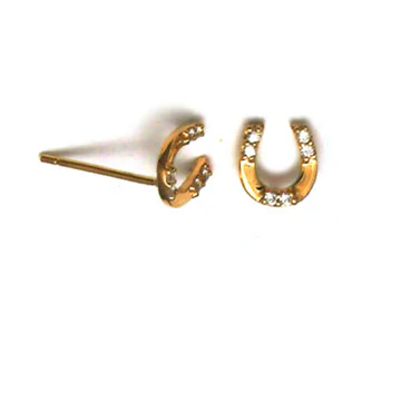 9ct Gold Horseshoe CZ Stud Earrings