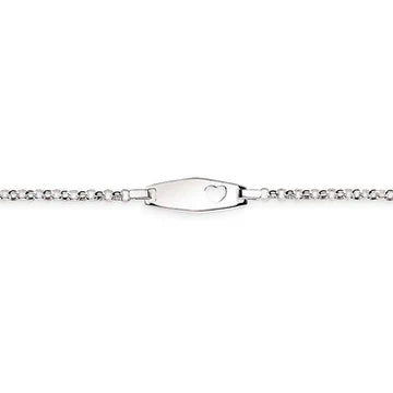 Sterling Silver Baby ID Bracelet With Heart Cutout 16+2.5cm