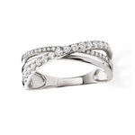 9ct White Gold 3 Bar Crossover Diamond Ring .40ct TW