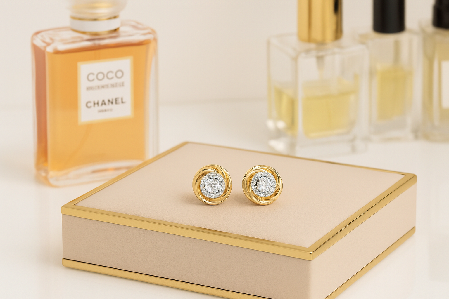 9ct Gold Love Knot Diamond Studs .20ct TW