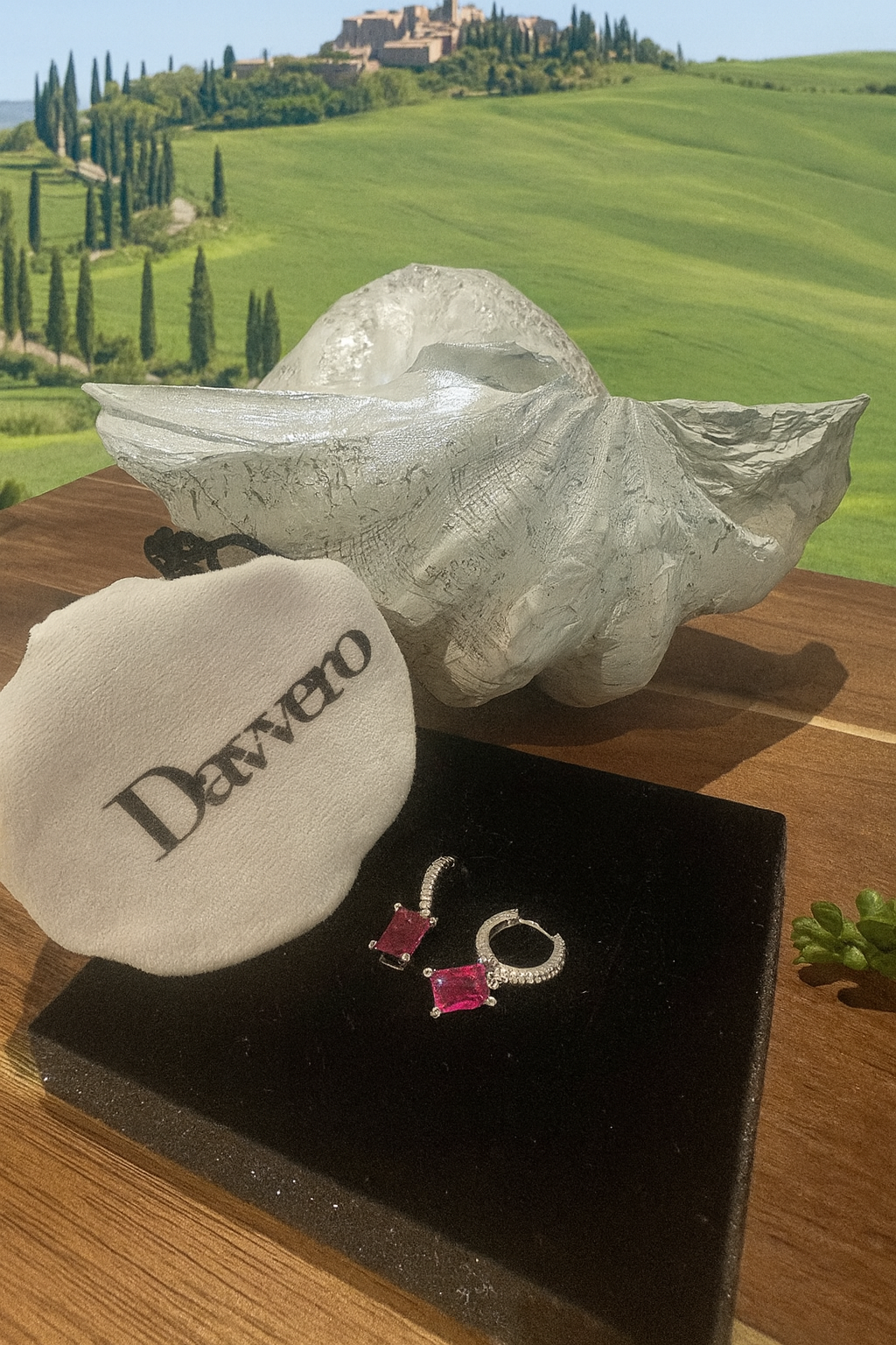 Davvero Sterling Silver Hinged Huggie CZ Drop Eearring