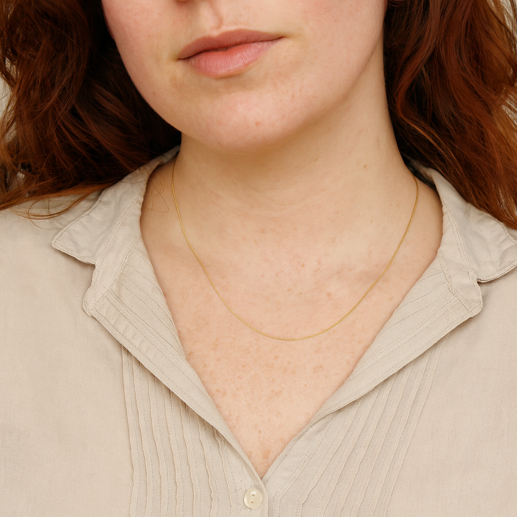 9ct Gold Curb Pendant Chain 45cm