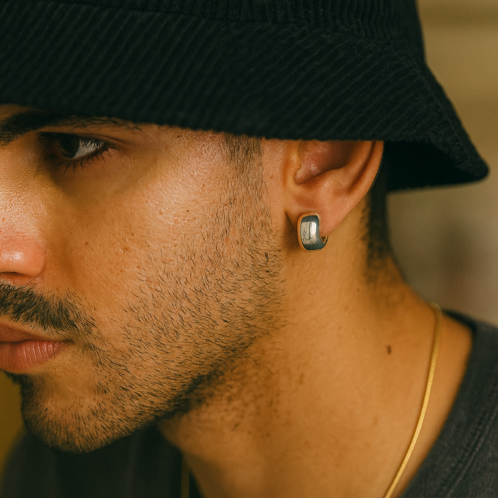 Davvero- Sterling Silver Domed Petite Huggie Earring