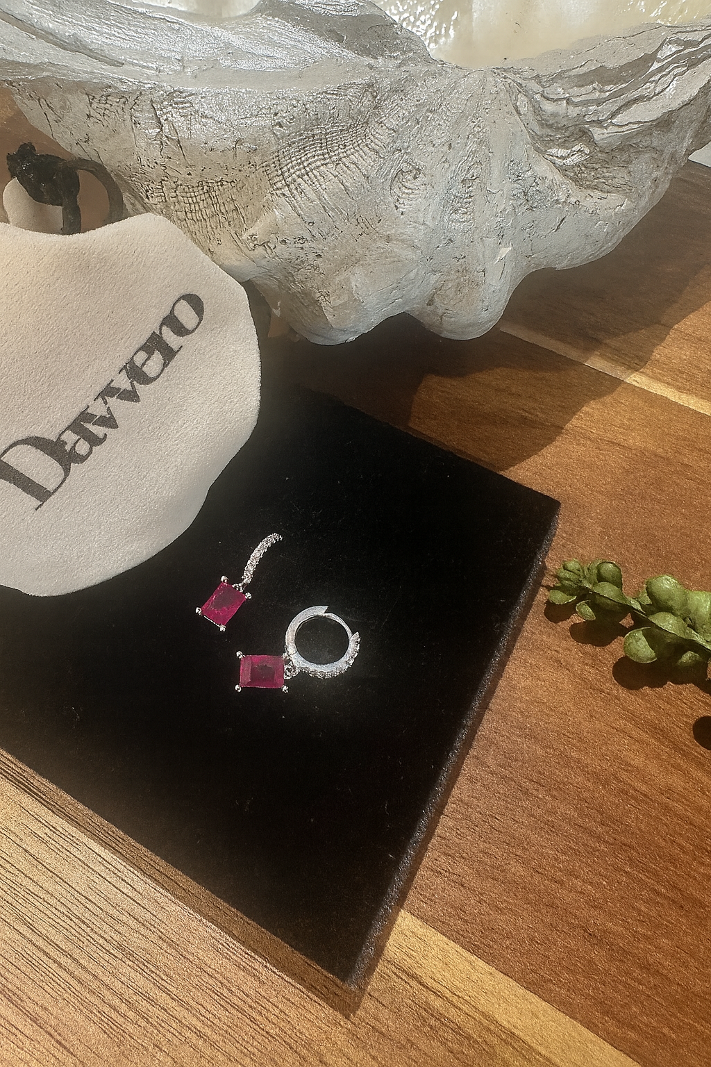 Davvero Sterling Silver Hinged Huggie CZ Drop Eearring