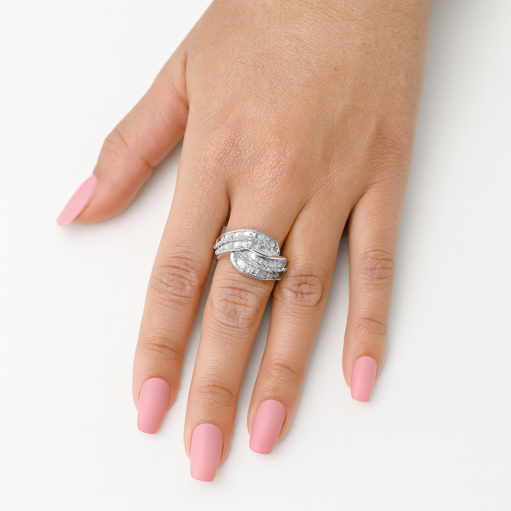 14ct White Gold Taper Diamond Dress Ring 1.497 TDW