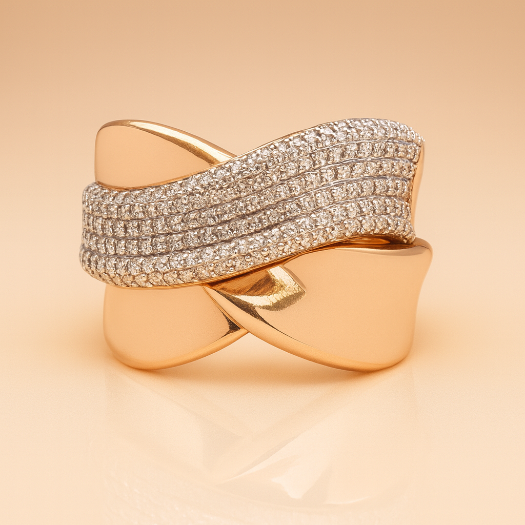 18ct Rose Gold Micropave Diamond Dress Ring 1.372 TW