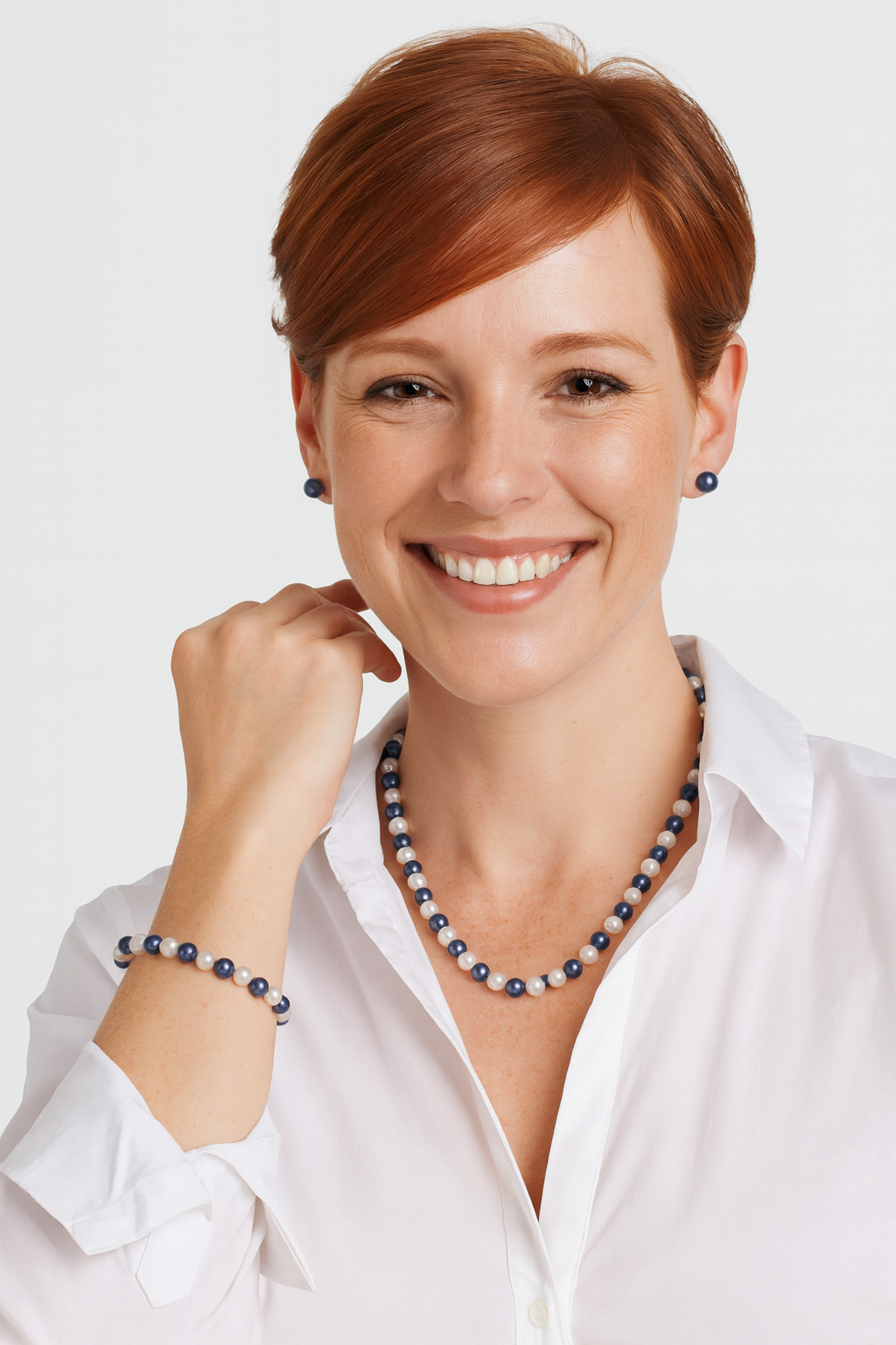 Elegant Faux Pearl Trio Set in Sterling Silver