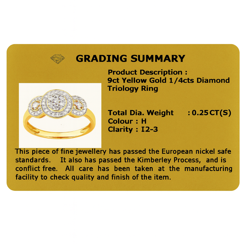 9ct Yellow Gold  Diamond Dress Ring 1/4ct TW