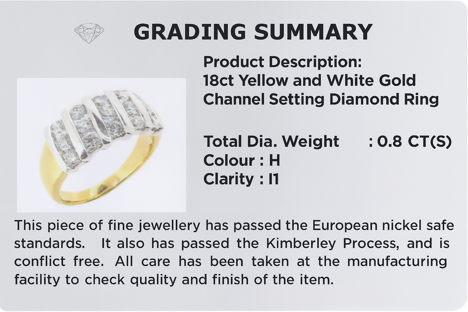 18ct Yellow & White Gold Channel Set Diamond Ring .80ct TW