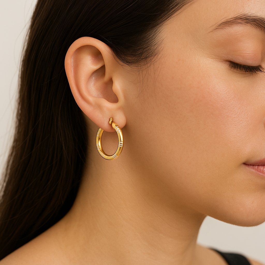 9ct Gold Silver Filled Diamond Cut Hoop Earrings