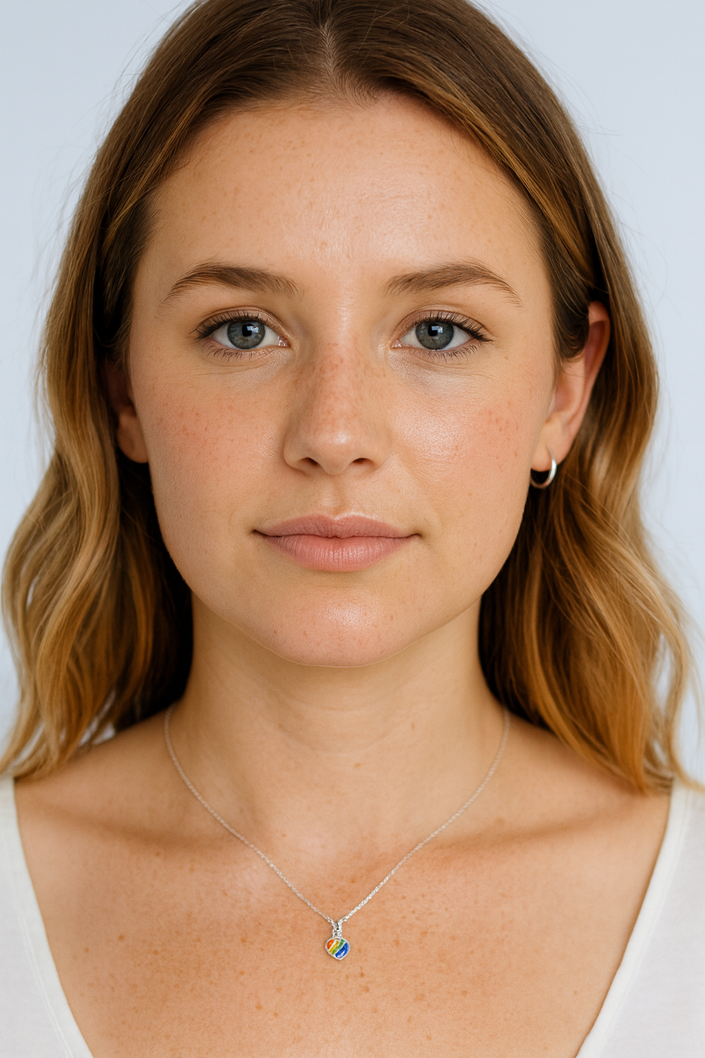 Sterling Silver Rainbow Heart Pendant & Chain