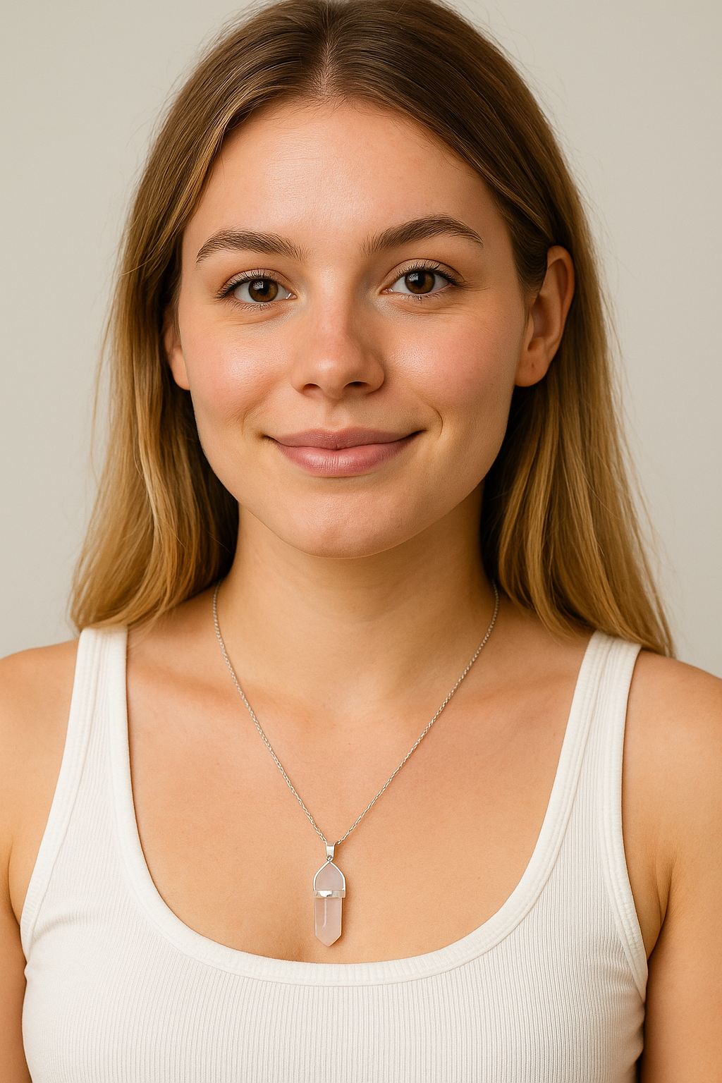 Sterling Silver Rose Quartz Pendant & Chain – For Love, Strength & Peace