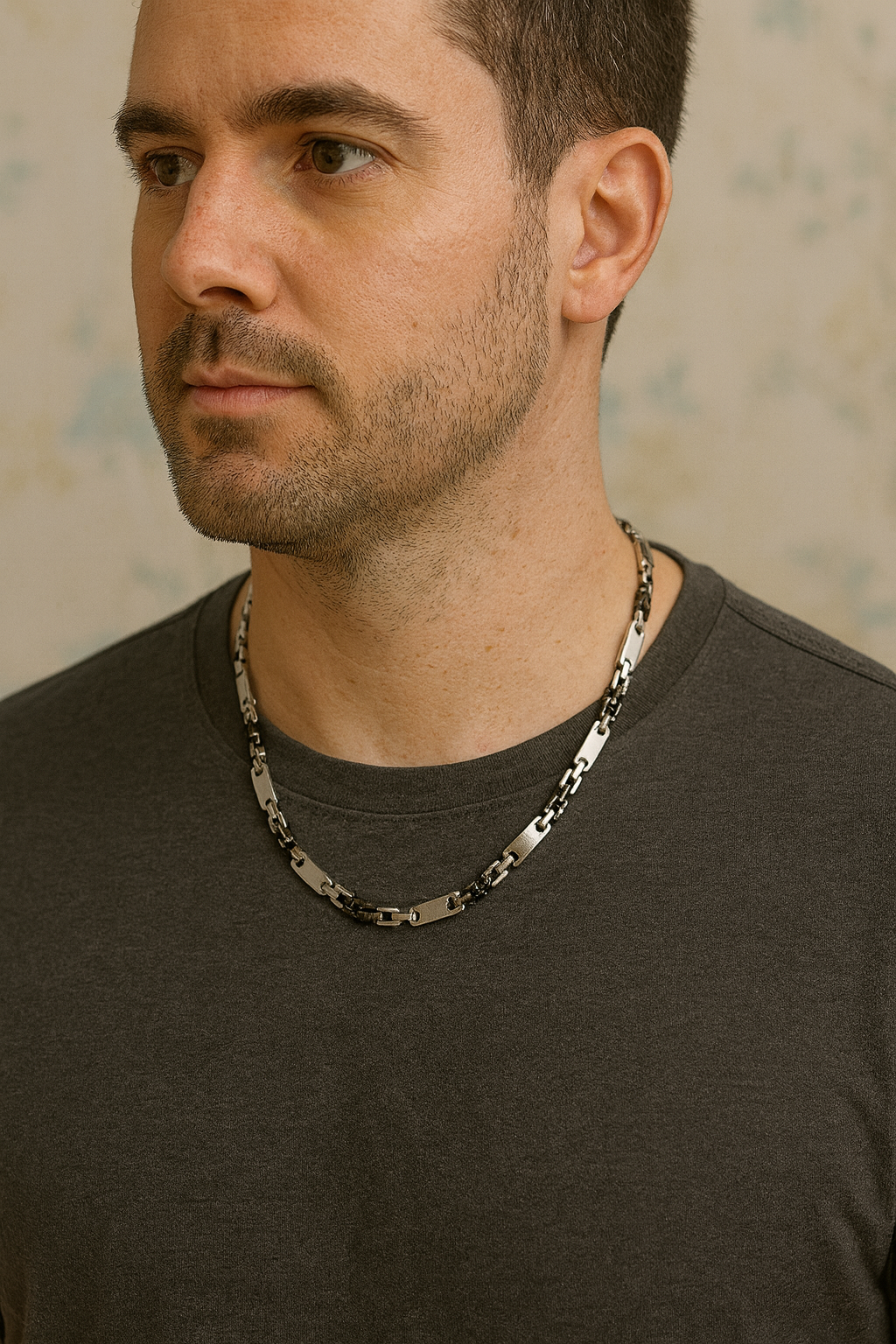 Stainless Steel Black Link Chain Necklace 55cm