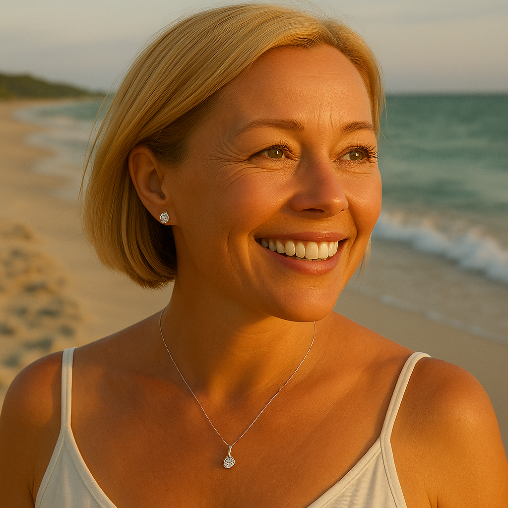 Rhodium Plated Bronze Cubic Zirconia Solitaire Pendant