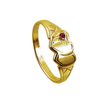 9ct Gold Double Heart Signet Ring Set with