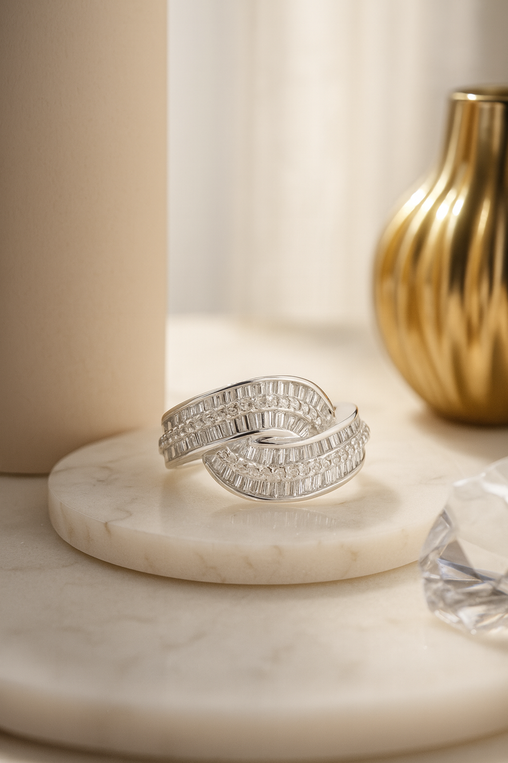 14ct White Gold Taper Diamond Dress Ring 1.497 TDW