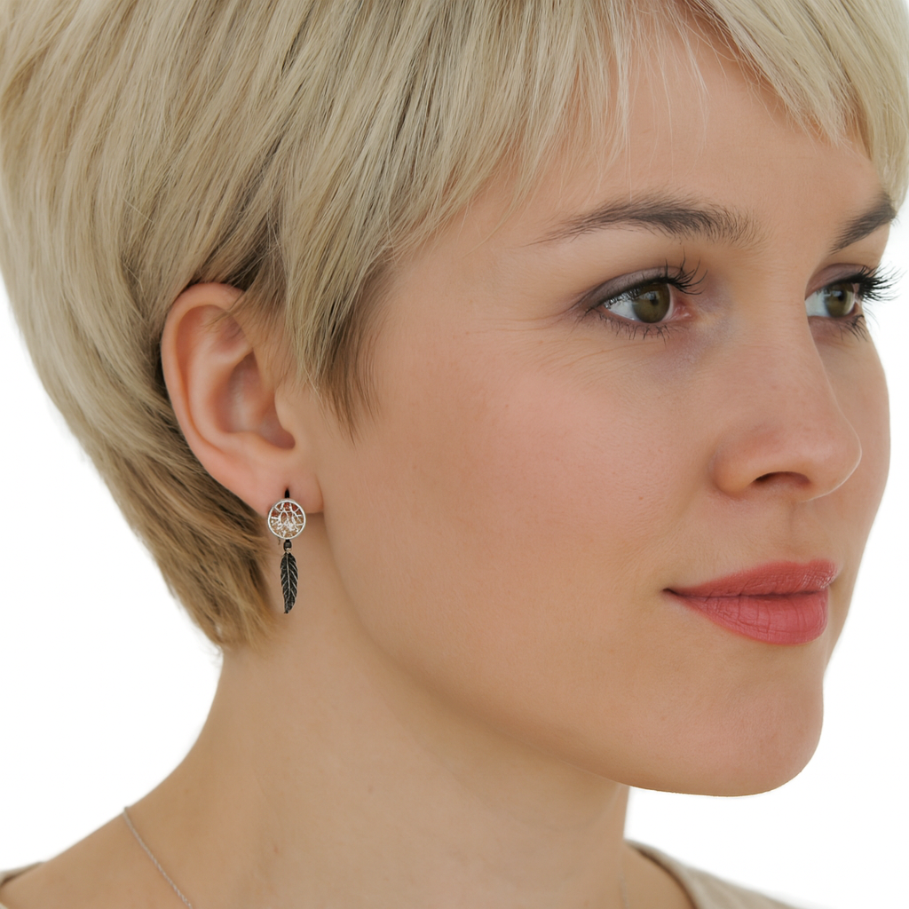 Sterling Silver Dream Catcher Stud Earrings