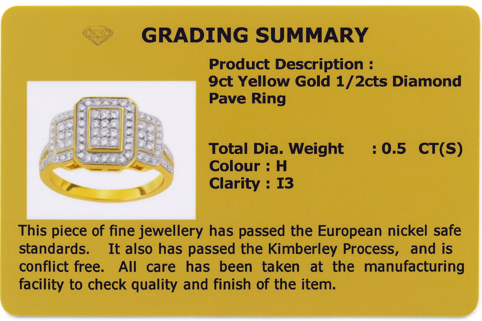 9ct Yellow Gold Diamond Dress Ring 1/2ct TW
