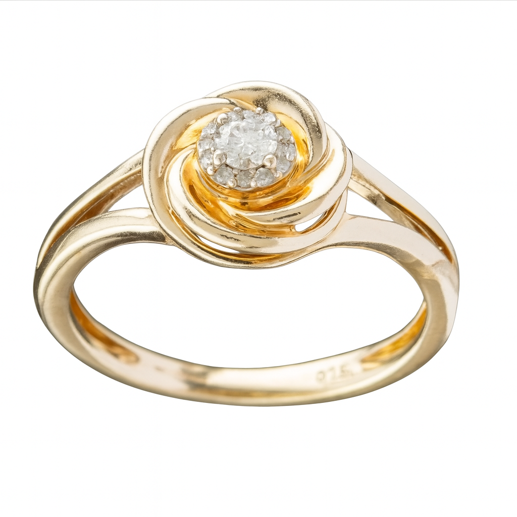 9ct Yellow Gold Diamond Love Knot Ring .20ct TW