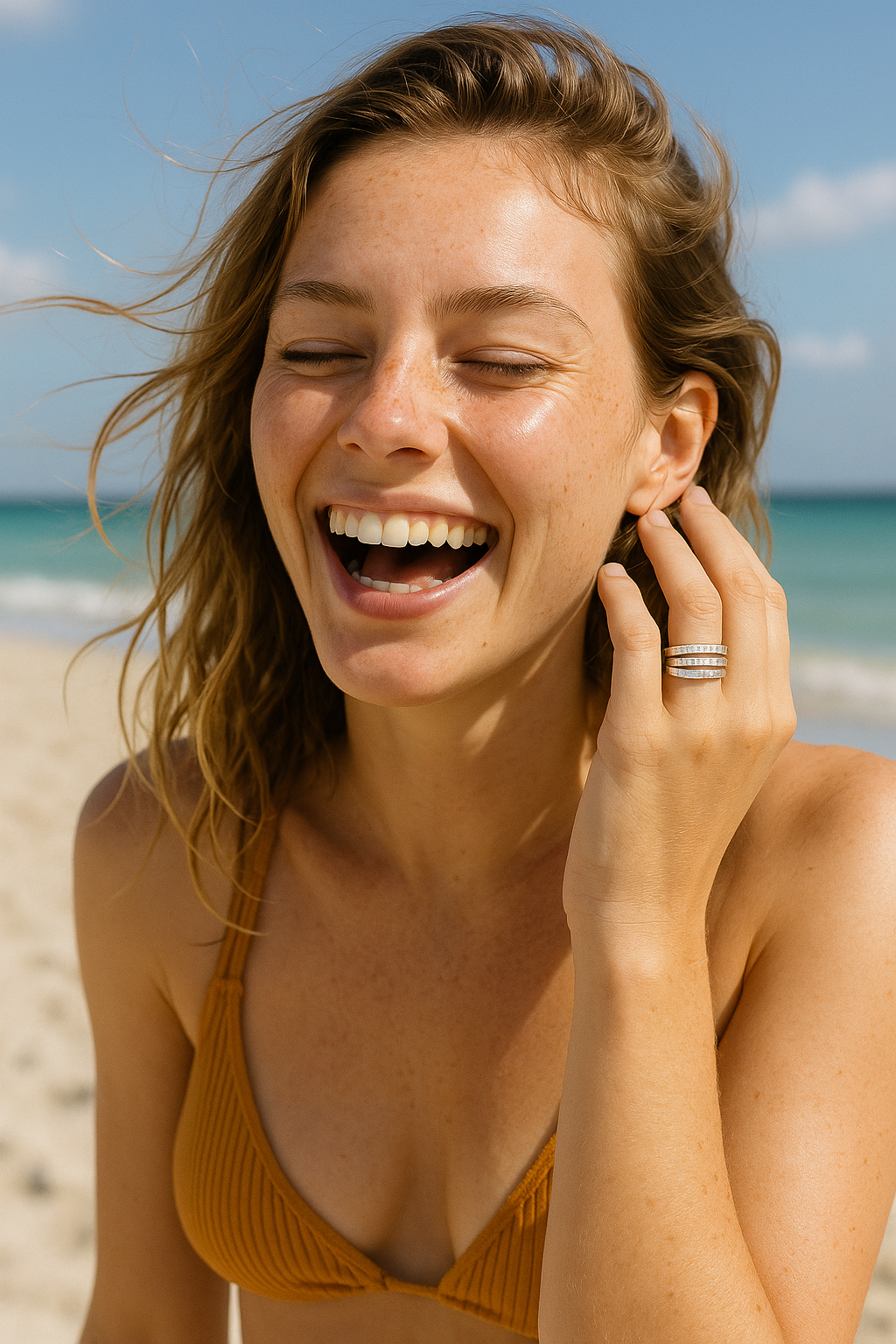 Three Row Diamond Statement Ring in 9ct Yellow Gold