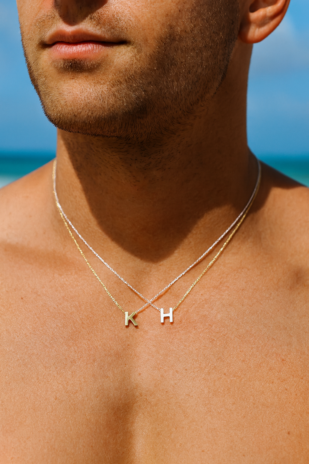 Petite Sterling Silver Initial Slider Necklace Unisex