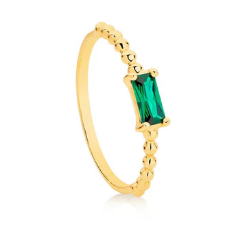 9ct Gold Green CZ Beaded Petite Ring (Copy)