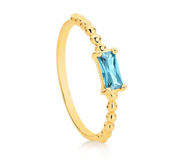 9ct Gold Blue CZ Beaded Petite Ring