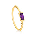 9ct Gold Purple CZ Beaded Petite Ring