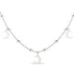 Sterling Silver Crescent Moon & Fancy Chain Necklace
