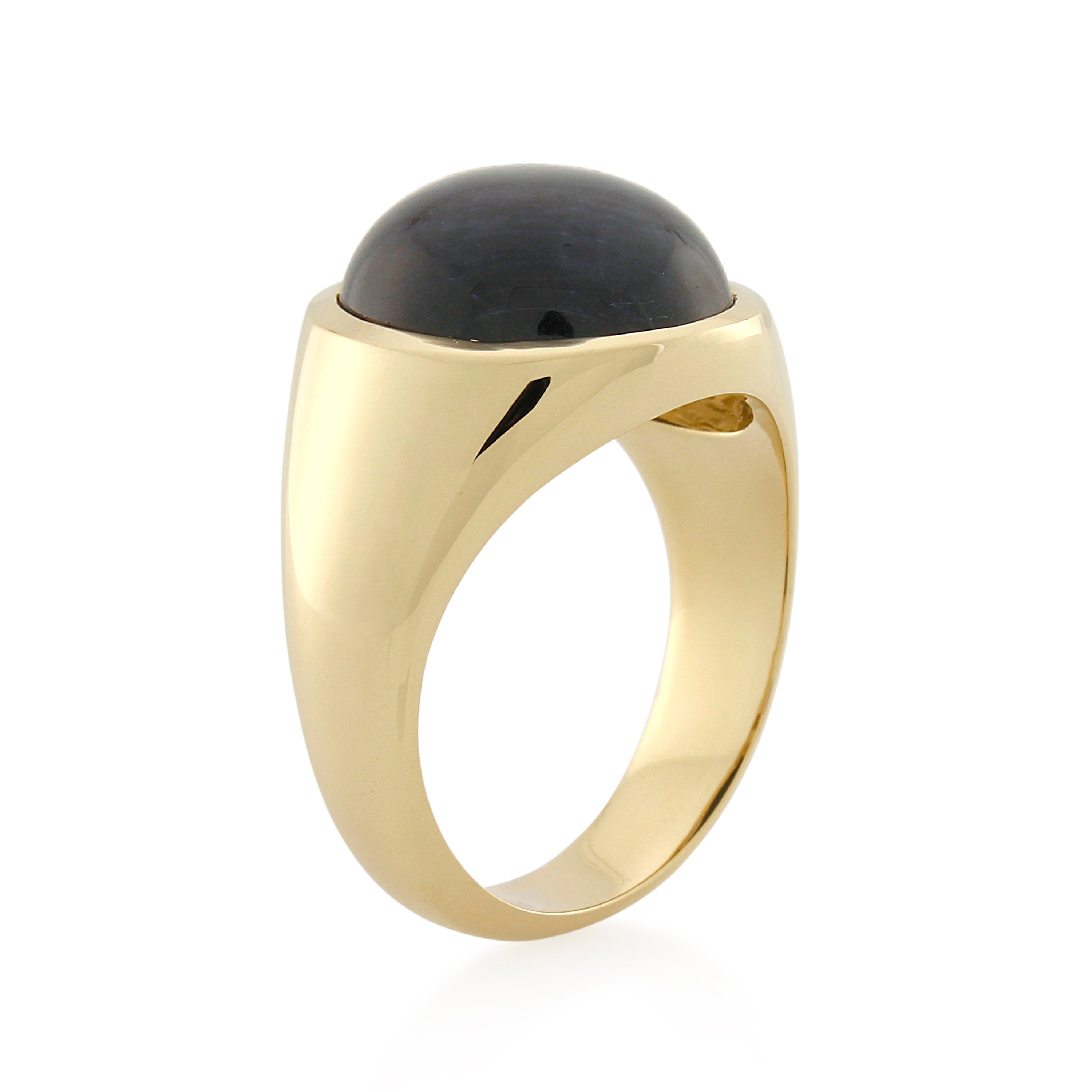 9ct Yellow Gold Black Star Sapphire Gents Ring