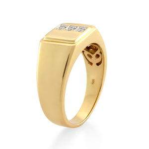 9ct Yellow Gold Diamond Gents Ring